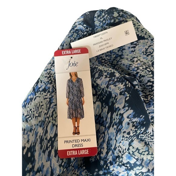 Joie Printed Maxi Dress Parisian Paisley Print Size XL - NWT Boho Style - Picture 6 of 9